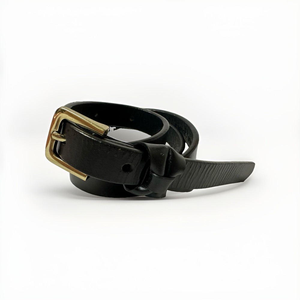Banana Republic Black Leather Belt Womens S/M 30 Skinny  1/2" Bow Loop 230643